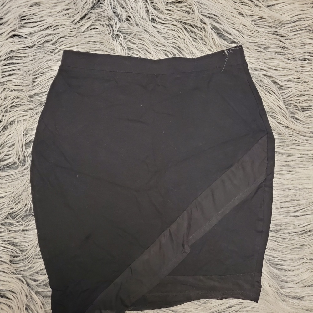 Asymmetrical body con skirt